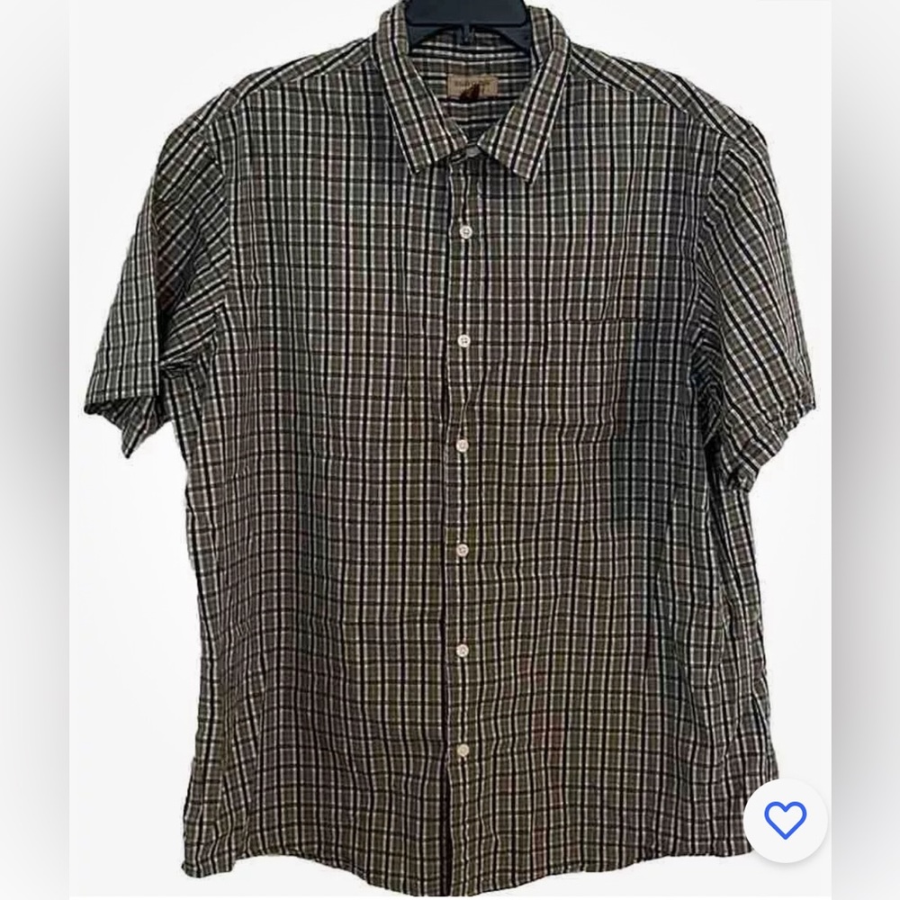 NWT Sonoma Men’s Green Navy White Plaid Button Down Shirt w Pkt Size XL